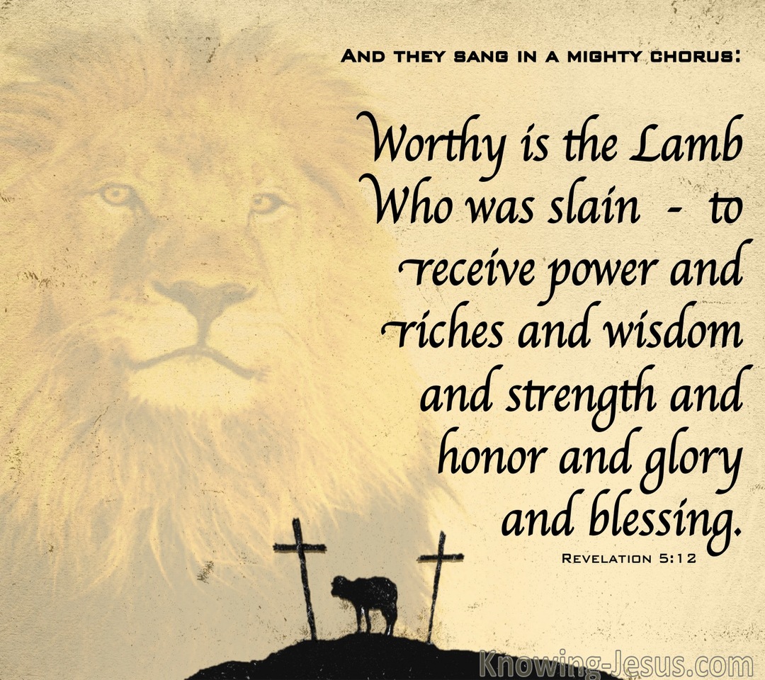 Revelation 5:12 Worthy Is The Lamb That Was Slain (beige)